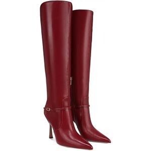 Sam Edelman Burgundy Knee-High Leather Boots | Pointed Toe | Heels | 8.5 | NWT